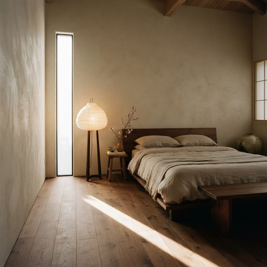Minimal Kyoto interior with morning light